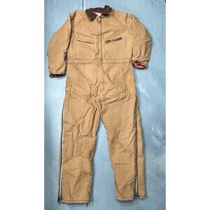 Vintage Key Duck Canvas Quilted Lined Coveralls Pants Mens Large Reg Brown